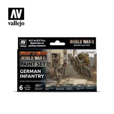 Vallejo Paint 17ml Bottle WWII German Infantry Wargames Paint Set (6 Colors)