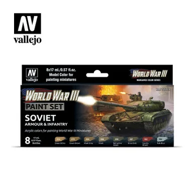 Vallejo Paint 17ml Bottle WWIII Soviet Armour & Infantry Wargames Paint Set (8 Colors)