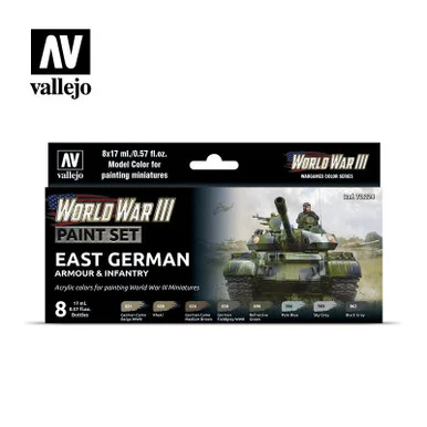 Vallejo Paint 17ml Bottle WWIII East German Armour & Infantry Wargames Paint Set (8 Colors)