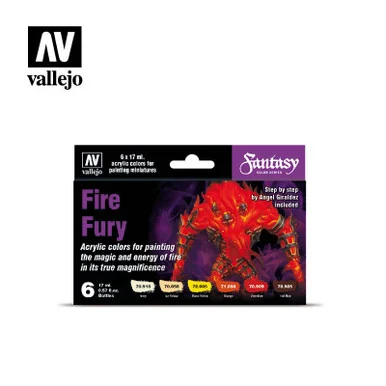 Vallejo Paint 17ml Bottle Fire Fury Fantasy Paint Set (6 Colors)
