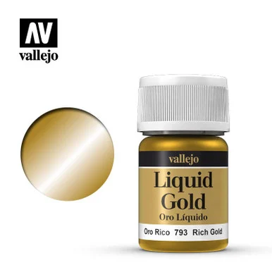 Vallejo Paint 35ml Bottle Metallic Liquid Rich Gold Model Color