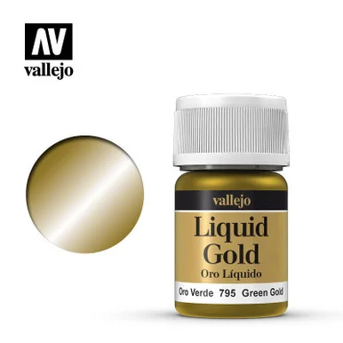 Vallejo Paint 35ml Bottle Metallic Liquid Green Gold Model Color