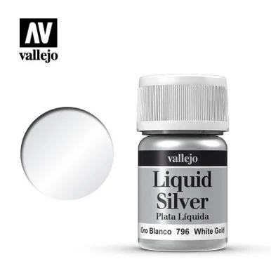 Vallejo Paint 35ml Bottle Metallic Liquid White Gold Model Color