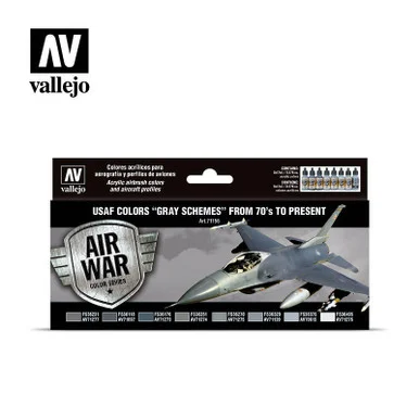 Vallejo Paint 17ml Bottle USAF Grey Schemes from 70's to Present Model Air War Paint Set (8 Colors)