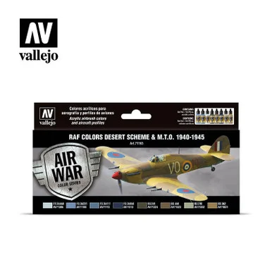 Vallejo Paint 17ml Bottle RAF Desert Scheme & MTO 1940-1945 Model Air War Paint Set (8 Colors)