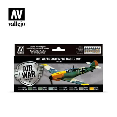 Vallejo Paint 17ml Bottle Luftwaffe Pre-War to 1941 Model Air War Paint Set (8 Colors)