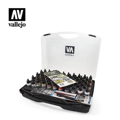 Vallejo Paint Model Air Paint Set in Plastic Storage Case (72 Colors & Brushes)