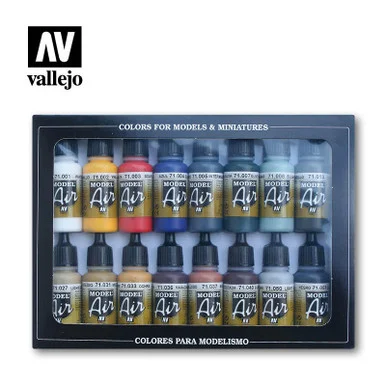Vallejo Paint 17ml Bottle Basic Model Air Paint Set (16 Colors)