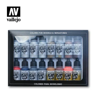 Vallejo Paint 17ml Bottle Metallics Model Air Paint Set (16 Colors)