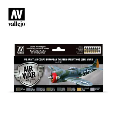 Vallejo Paint 17ml Bottle US Army Air Corps European Theater Operations (ETO) WWII Model Air Paint Set (8 Colors)