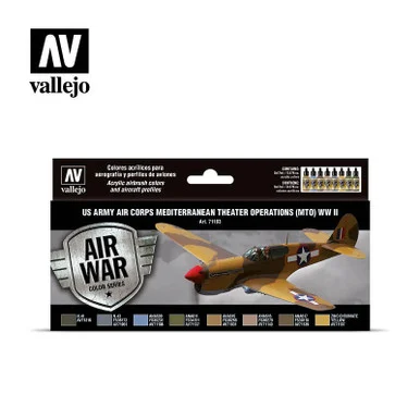 Vallejo Paint 17ml Bottle US Army Air Corps Mediterranean Theater Operations (MTO) WWII Model Air Paint Set (8 Colors)