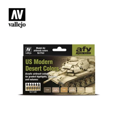Vallejo Paint 17ml Bottle US Modern Desert Model Air AFV Paint Set (6 Colors)