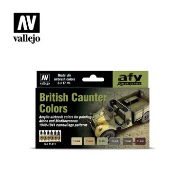 Vallejo Paint 17ml Bottle British Caunter Camo 1940-1941 Model Air AFV Paint Set (6 Colors)