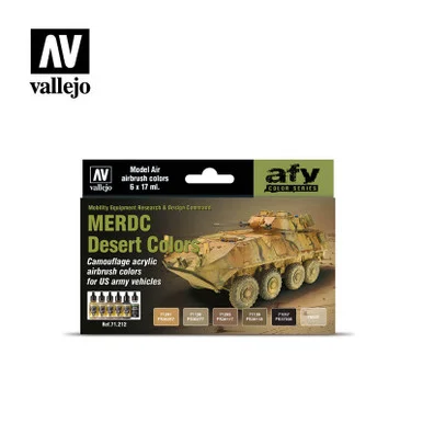 Vallejo Paint 17ml Bottle US Army Vehicles MERDC Desert Model Air AFV Paint Set (6 Colors)