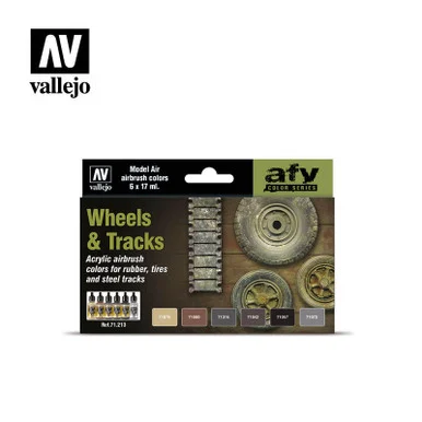 Vallejo Paint 17ml Bottle Wheels & Tracks Model Air AFV Paint Set (6 Colors)