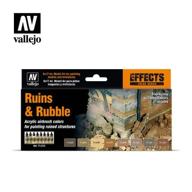 Vallejo Paint 17ml Bottle Ruins & Rubble Effects Model Air Paint Set (8 Colors)