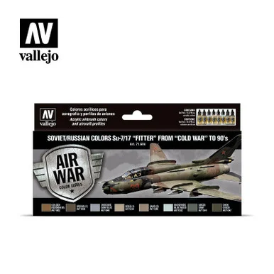 Vallejo Paint 17ml Bottle Soviet/Russian Su7/17 Fitter from Cold War to 90's Model Air War Paint Set (8 Colors)