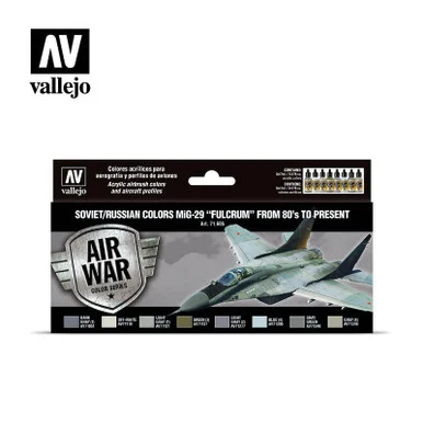 Vallejo Paint 17ml Bottle Soviet/Russian MiG29 Fulcrum from 80's to Present Model Air War Paint Set (8 Colors)