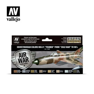 Vallejo Paint 17ml Bottle Soviet/Russian MiG21 Fishbed from Cold War to 90's Model Air War Paint Set (8 Colors)