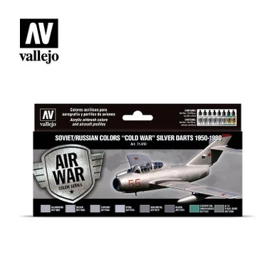Vallejo Paint 17ml Bottle Soviet/Russian Cold War Silver Darts 1950 -1980 Model Air War Paint Set (8 Colors)