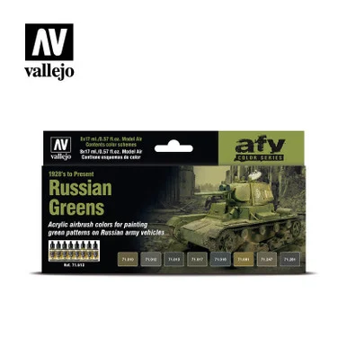 Vallejo Paint 17ml Bottle Russian Greens 1928's to Present Model Air AFV Paint Set (8 Colors)