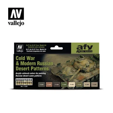 Vallejo Paint 17ml Bottle Cold War & Modern Russian Desert Patters Model Air AFV Paint Set (8 Colors)