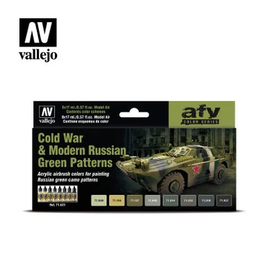Vallejo Paint 17ml Bottle Cold War & Modern Russian Green Patters Model Air AFV Paint Set (8 Colors)