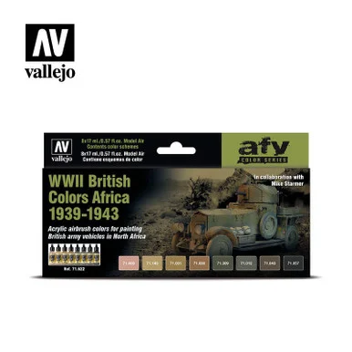 Vallejo Paint 17ml Bottle WWII British Africa 1939-1943 Model Air AFV Paint Set (8 Colors)