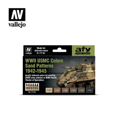 Vallejo Paint 17ml Bottle WWII USMC Sand Patterns 1942-1945 Model Air AFV Paint Set (6 Colors)