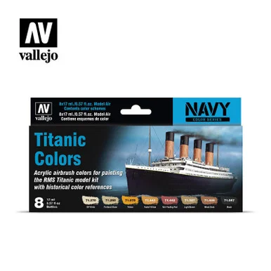 Vallejo Paint 17ml Bottle Titanic Navy Model Air Paint Set (8 Colors)