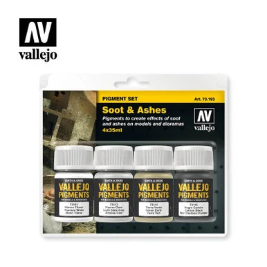 Vallejo 35ml Bottle Soot & Ashes Pigment Powder Set (4 Colors)