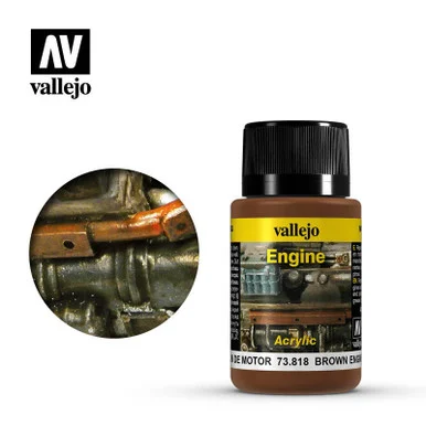 Vallejo 40ml Bottle Brown Engine Soot Weathering Effect