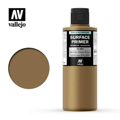 Vallejo Paint 200ml Bottle German Green Brown RAL 8000 Surface Primer
