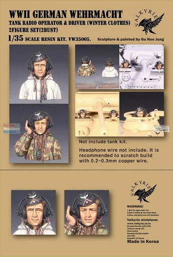 VLK35005VW 1:35 Valkyrie Models - WW2 German Wehmacht Tank Radio Operator & Driver (Winter Clothes) Figure