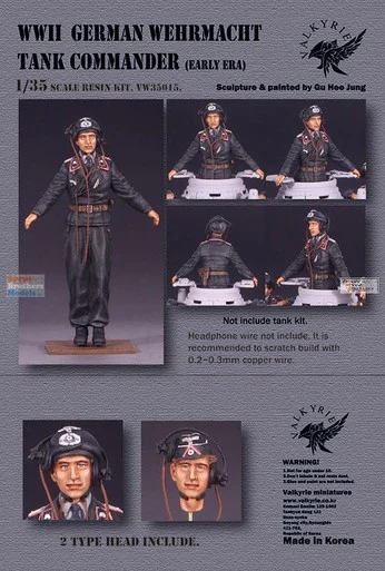 VLK35015VW 1:35 Valkyrie Models - WW2 German Wehrmacht Tank Commander Figure (Early Era)