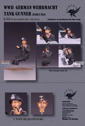 VLK35016VW 1:35 Valkyrie Models - WW2 German Wehrmacht Tank Gunner Figure (Early Era)