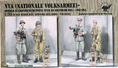 VLKVM35030 1:35 Valkyrie Models - National Volksarmee Border Guards with K9 Dog 1980 Era Figure Set (3 figures)