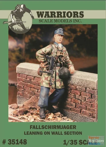 WARN35148 1:35 Warriors Scale Models Figure: Fallschirmjager Leaning on Wall Section