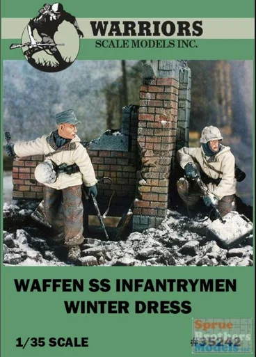WARN35242 1:35 Warriors Scale Models Figure Set: Waffen SS Infantrymen Winter Dress (2 figures)