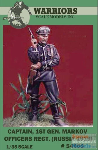 WARN54009 54mm Warriors Scale Models Figure Set: Captain, 1st Gen Markov Officers Regt (Russia 1919)