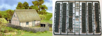 SCENERY: 28mm Wattle Fencing - Double pack Grey - RENRN16