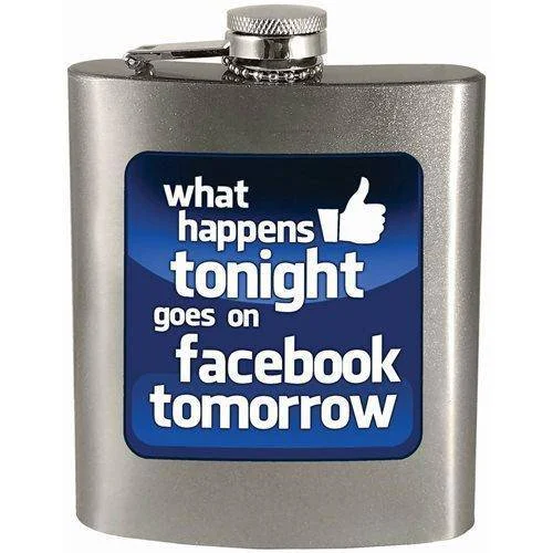 What happens tonight goes on facebook tomorrow 7oz. Hip Flask - Spoontiques