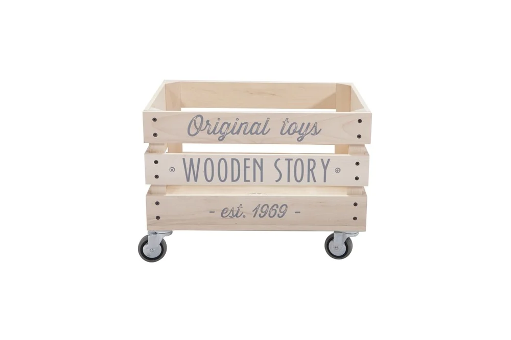 Natural Colored Wooden Storage Crate #1 On Wheels - Wooden Story