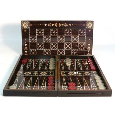 WorldWise Imports 26211A Backgammon Set 19" Flowered Decoupage - World Wide Imports