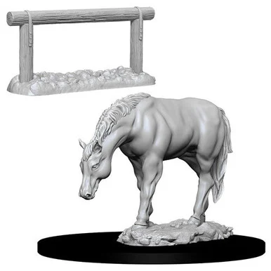 Wizkids 73862 WizKids Deep Cuts Unpainted Miniatures: Horse & Hitch