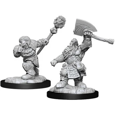 Wizkids 90276 Magic the Gathering Unpainted Miniatures: Dwarf Fighter & Dwarf Cleric