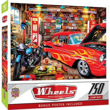 MasterPieces 32273 Wheels, Retro Garage 750 Piece Jigsaw Puzzle - Masterpiece Puzzles