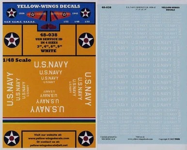 1/48 Yellow Wings Decals USMC 1930-45 Service ID (US Marines) Black