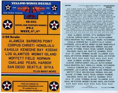 1/48 Yellow Wings Decals US Naval Air Station Names (West)