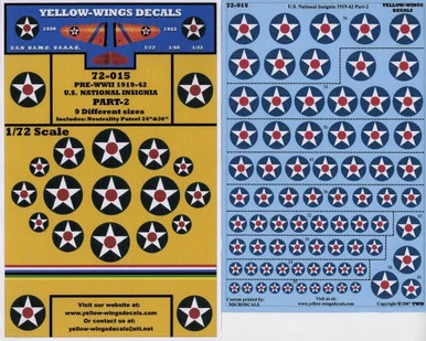 1/72 Yellow Wings Decals US National Insignia 1919-42 Part-2